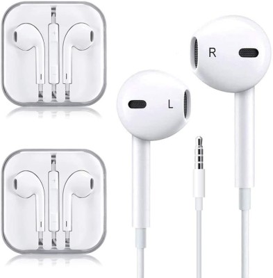 Meyaar 2 Pack Metal in-Ear Headset Earbuds with Mic for IOS 5s 6 6s Wired Headset(White, 2 Pack, In the Ear)