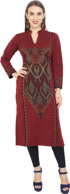 Rosary Women Printed Straight Kurta(Maroon)