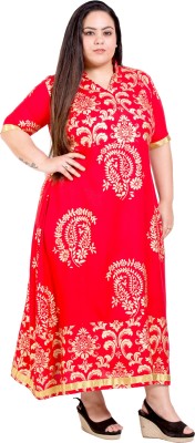 FAZZN Women Floral Print A-line Kurta(Red)