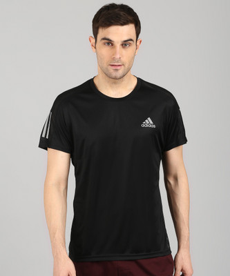 ADIDAS Self Design Men Round Neck Black T-Shirt