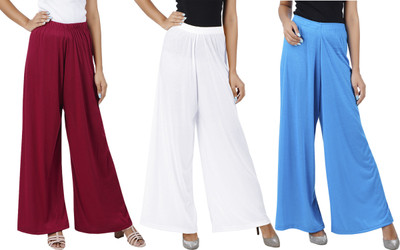 Buy That Trendz Flared Women Maroon, White, Blue Trousers