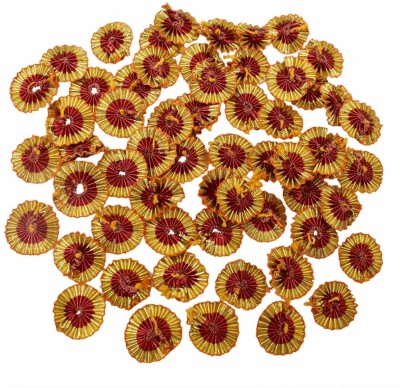 Crafto Gota Patti Flowers Appliques Patches for Embroidery Decoration and Craft Making(Red Gold 100 Pieces)