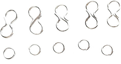 Crafto Combo of Silver Finish 'S Hook' n Jump Ring for Jewellery Making-Jewelery Finding or For Other DIY/Craft Projects, Pack Of S-Hook 100 Pcs.+Jump Ring 100 pcs.