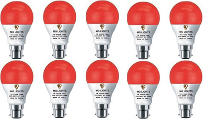mg lights 7 W Basic Round B22 LED Bulb(Red, Pack of 10)