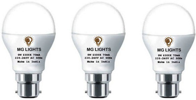 mg lights 9 W Basic Arbitrary B22 LED Bulb(White, Pack of 3)