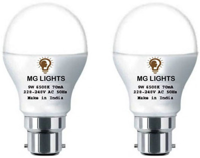 mg lights 9 W Basic Arbitrary B22 LED Bulb(White, Pack of 2)