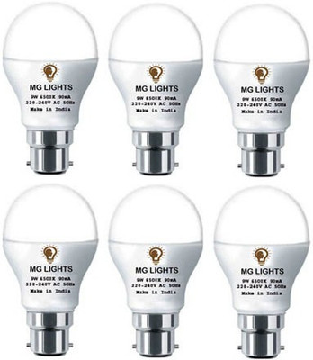 mg lights 9 W Basic Arbitrary B22 LED Bulb(White, Pack of 6)