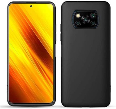 Zelfo Back Cover for Poco X3(Black, Silicon, Pack of: 1)