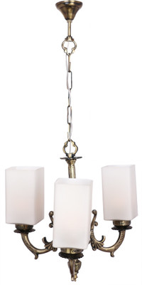 1st Time Royal Chandelier Decorate With Chips & Beeds Glass For Magical & Romantic Lighting Effect ,3 Light Ceiling Pandent Lamp- K22 Chandelier Ceiling Lamp(White, Gold)