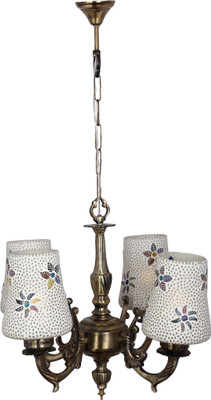 1st Time Royal Chandelier Decorative With Chips & Beeds Glass For Magical & Romantic Lighting Effect ,4 Light Ceiling Pandent Lamp- CH30 Chandelier Ceiling Lamp(Multicolor)