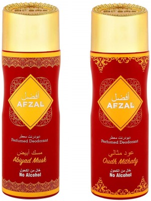 AFZAL Non Alcoholic Abiyad Musk and Oudh Misali for Men & Women 200 Ml Perfume Body Spray  -  For Men & Women(400 ml, Pack of 2)