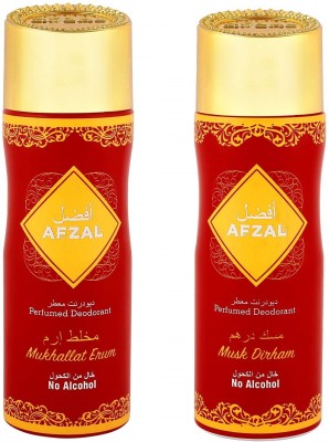 AFZAL Non Alcoholic Mukhallat Erum and Musk Dirham for Men & Women 200 Ml Perfume Body Spray  -  For Men & Women(400 ml, Pack of 2)