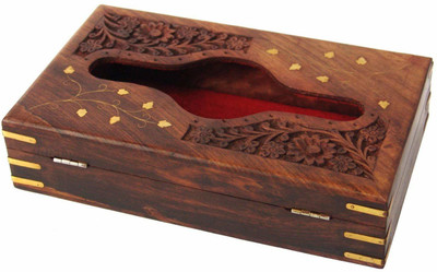 Voody 1 Compartments Wooden Tissue Holder(Brown)