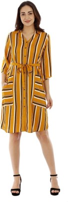 mustard Women A-line Multicolor Dress