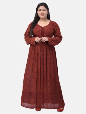 Veldress Women Fit and Flare Maroon Dress