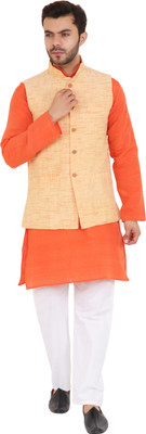 Latest Chikan Sleeveless Self Design Men Jacket