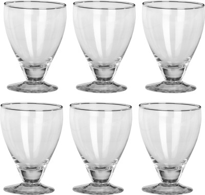 1st Time (Pack of 6) Somil Funky Big Boss Transparent Wine Glass Set Of 6 Glass Set Wine Glass(200 ml, Glass, Clear)