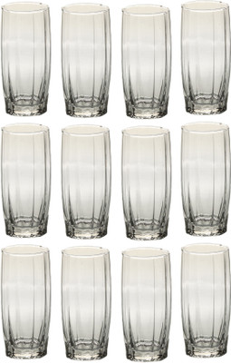 1st Time (Pack of 12) Stylish Shape Self Designer Multipurpose Glass Design No-PF07 Set Of 12 Glass Set Water/Juice Glass(310 ml, Glass, Clear)