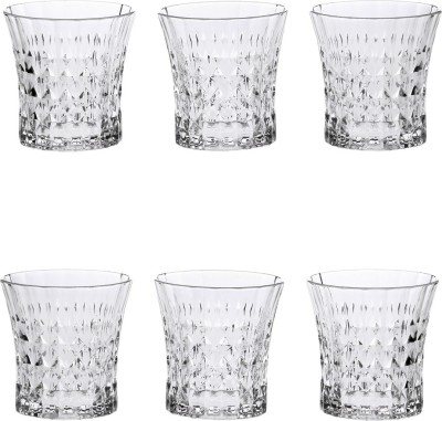 Somil (Pack of 6) Multi Purpose Party Designer Glass Set_098722 Glass Set Whisky Glass(330 ml, Glass, Clear)
