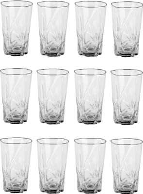 1st Time (Pack of 12) Stylish Shape Self Designer Multipurpose Glass Design No-T21 Set Of 12 Glass Set Water/Juice Glass(275 ml, Glass, Clear)