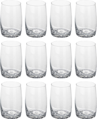 1st Time (Pack of 12) Stylish Shape Self Designer Multipurpose Glass Set Of 12 Glass Set Water/Juice Glass(280 ml, Glass, Clear)