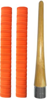 Dinetic Set of One Wooden Gripper + 2 Cricket Bat Orange Grip(Pack of 3)