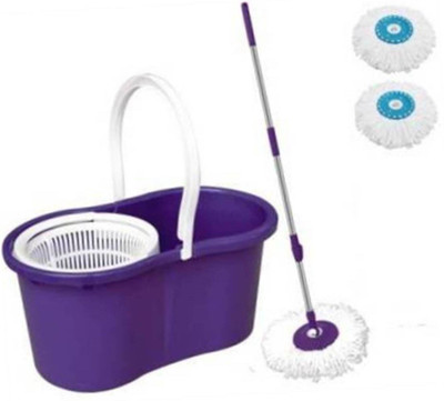 Majron Spin Easy Clean Floor Mop Bucket with Microfiber Spinning Head Mop Set Mop Set(Blue)