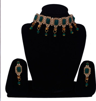 Darsha Collections Alloy Black Silver Green Jewellery Set(Pack of 1)