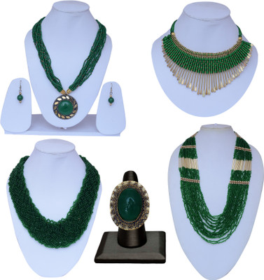 Darsha Collections Metal, Brass Gold-plated, Copper Green Jewellery Set(Pack of 1)