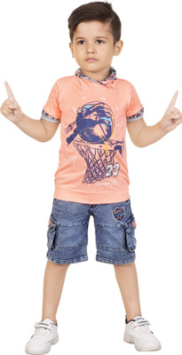 New Looks Boys Party(Festive) T-shirt Shorts(Orange)
