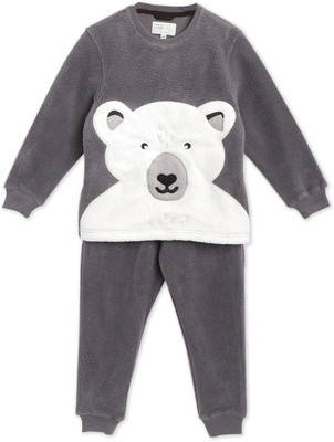 Cherry Crumble by Nitt Hyman Kids Nightwear Baby Boys Applique Polyester Blend(Grey Pack of 1)