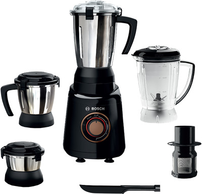 BOSCH TrueMixx 600 W Juicer Mixer Grinder(Radiance MGM4344BIN | 4 Jars | Black, Silver, Gold)