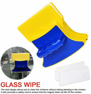 Pyarana Magnetic Window Cleaner Double-Side Glazed Two Sided Glass Cleaner Wiper Sponge Wet and Dry Brush(Multicolor)