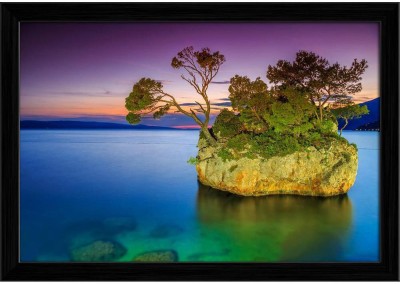 Artzfolio Sunset Landscape in Makarska Riviera, Croatia Canvas Painting Black Wooden Frame 17.5inch x 12inch (44.5cms x 30.5cms) Digital Reprint 12.5 inch x 18 inch Painting(With Frame)