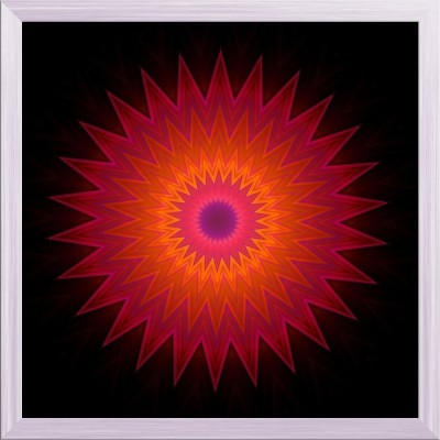 Artzfolio Colourful Ornamental Pattern In Star Shape Canvas Painting White Wooden Frame 28inch x 28inch (71.1cms x 71.1cms) Digital Reprint 28.5 inch x 28.5 inch Painting(With Frame)
