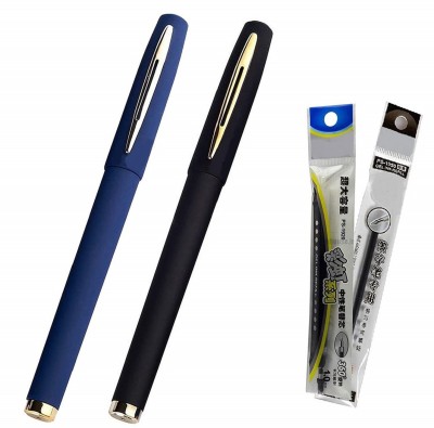 Definite Baoke Blue and Black 0.7mm Gel Pen for smooth writing, Matte Body Finish with 1 Blue and 1 Black 0.7mm Refill Gel Pen(Pack of 2, Blue, Black)