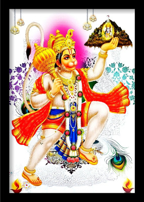SUNINOW big size Poster of Hanuman ji with Frame (48 x 34 cm )| GOD PHOTO FRAMES | Hindu god photo | bhagwan photo Religious Frame