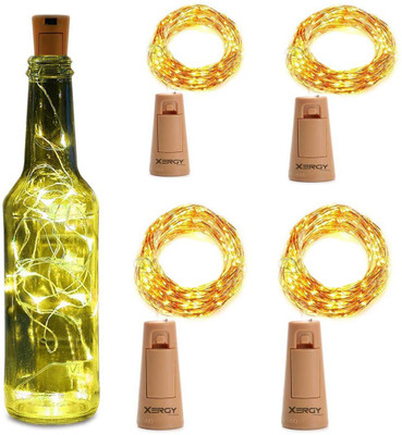 NICELIFE COLLECTIONS 20 LEDs 2 m Yellow Steady String Rice Lights(Pack of 4)