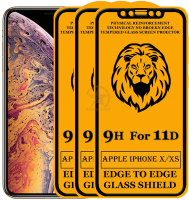 11D Edge To Edge Tempered Glass for Apple iPhone X(Pack of 3)