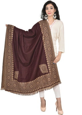 BAISA Wool Solid Women Shawl(Brown)