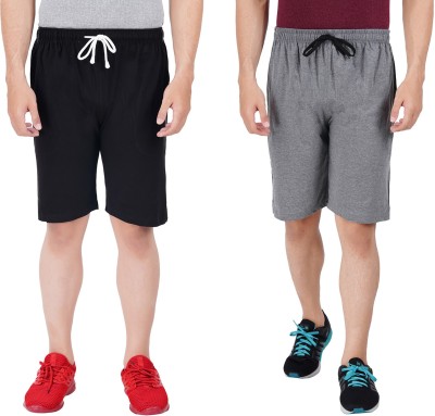 FEEL TRACK Solid Men Black, Grey Regular Shorts