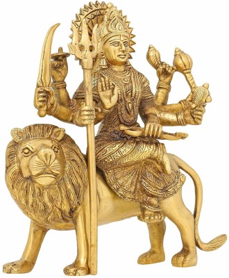 ASTRUMS Astadhatu Durga MATA Murti | Sherawali Maa Devi Brass Idol Statue for Navratri Pooja, Diwali Puja, Home Decoration, Mandir Temple, Showpiece Decorative Showpiece  -  13 cm(Brass, Gold)