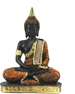 Craft Junction Beautiful Black Golden Meditating Lord Buddha Decorative Showpiece - 25 cm(Polyresin, Multicolor)