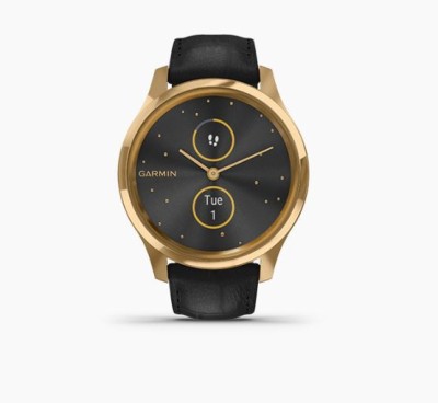 GARMIN Vivomove Luxe Smartwatch  (Black Strap, Regular)