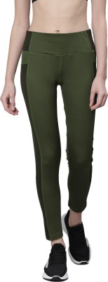 CHKOKKO Solid Women Dark Green Tights