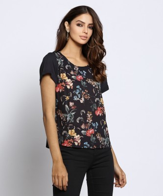 Ms.Taken Casual Short Sleeve Floral Print Women Multicolor Top