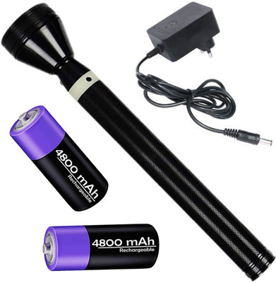 ghc 1000 Meter Long Beam 3 Mode Waterproof LED Rechargeable Outdoor Lamp Metal Body Search Light 30W Flashlight Torch Emergency Light 9600 mAh Battery Torch(Black, 26 cm, Rechargeable)