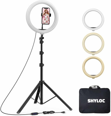 INSPIREHUNT Mobile Flash Accessory Combo for For 2.1 Big Tripod With LED Ring Light Adjustable Brightness for Smartphone to Capture Photo, Live Streaming, Video Conference, Online lecture(Black, White)