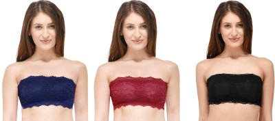 Bilvam Shoppie Women Bandeau/Tube Lightly Padded Bra(Blue, Maroon, Black)