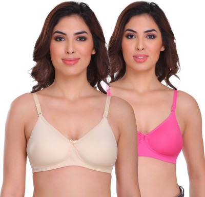 SONA COOL-BRA Women Full Coverage Lightly Padded Bra(Beige, Pink)